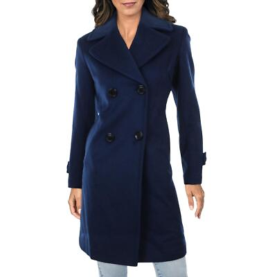 #ad Sam Edelman Womens Navy Lightweight Warm Wool Coat Outerwear 4 BHFO 1571 $45.99