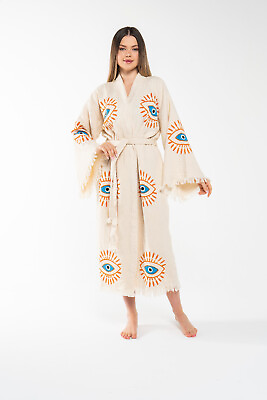 #ad Handmade Evil Eye Boho Festival Kimono Boho Beachwear Bathrobe $79.90