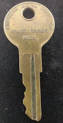 #ad Vintage Brass Key American Metal Hardware Co “AM123” Grand Rapids MI Appx 1 7 8” $8.99