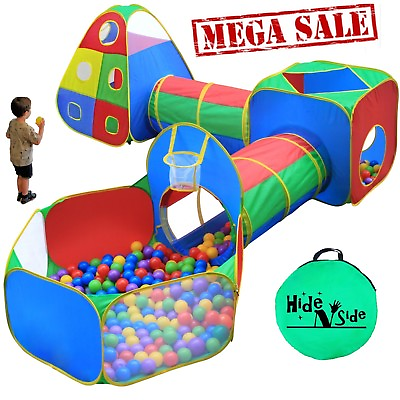 #ad Hide N Side Kids Ball Pit Play Tents Tunnels w Basketball Hoop amp;more FREE SHIP $49.49