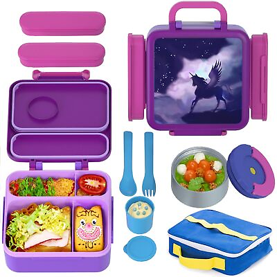 #ad Bento Box for Kids Insulated Lunch Box with Thermos for Hot Food Leak proo... $63.59