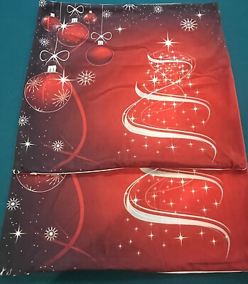 #ad Christmas Red Ornaments Velvet Like Pillow Covers 17 x 18 w Zipper SET OF FOUR $24.99