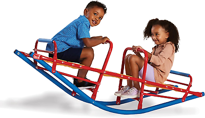 #ad Kid#x27;S Metal Rocking Seesaw Teeter Totter with Handlebars Weather Resistant Back $316.88