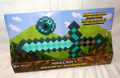#ad ThinkGeek Minecraft Foam Diamond Sword And Ender Pearl Adventure Kit New $79.95
