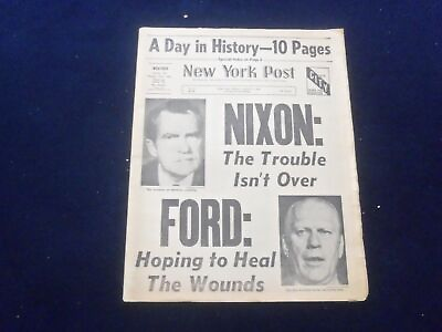 #ad 1974 AUGUST 9 NEW YORK POST NEWSPAPER PRESIDENT NIXON RESIGNS NP 6064 $45.00