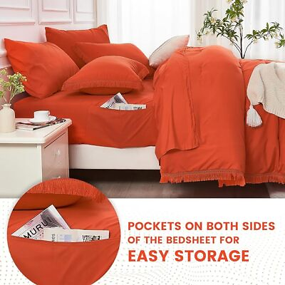 #ad DECMAY Burnt Orange King Size Comforter Set 7 PiecesBed Set with Comforter and $72.13