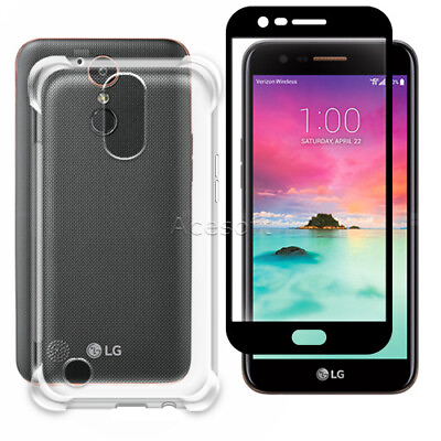 #ad For LG K20 Plus K20 V K10 2017 Harmony Soft Case Cover Glass Screen Protector $15.88