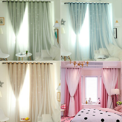 #ad Double layer Blackout Curtains Starry Curtain Girls Princess Bedroom Decor 4*8Ft $15.33
