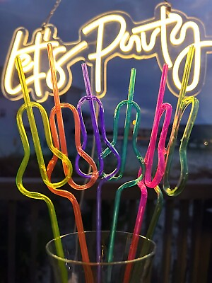 #ad Rainbow Bachelorette Straws Party Favors Silly Straw Bridal Neon Party Straws $4.99