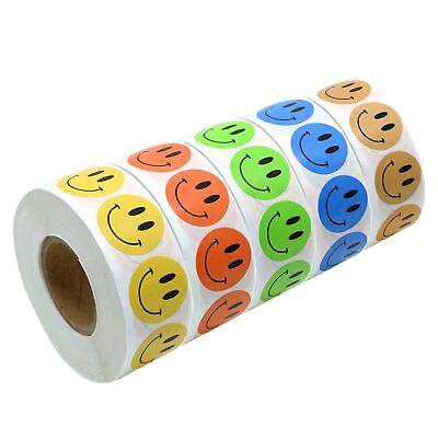 #ad 2500 Pcs Happy Smile Face Stickers for Kids 1 Inch Smiley Face Stickers Toddler $12.94
