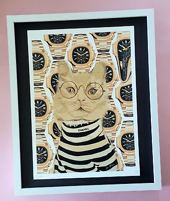#ad Death NYC Large Framed 16x20in Pop Art Hand Signed Certified Chanel Kitty #4 $250.00