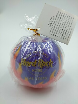 Vintage Las Vegas Hard Rock Cafe Glowing Ball Candle Flame Graphic 3 1 2 in NWT $34.99