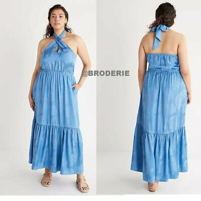NWT Anthropologie Tiered Halter Maxi Dress size XL new sky color $107.58