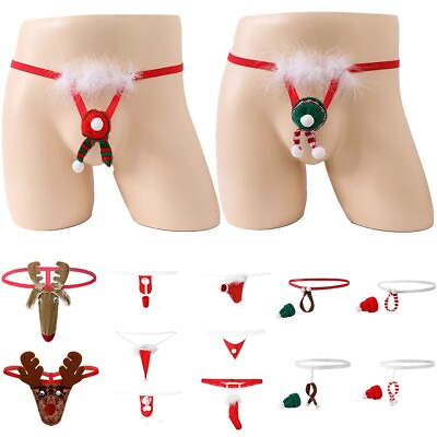 #ad Mens Christmas Fancy Panties Xmas Gift Santa G String Thong Briefs Underwear $15.89