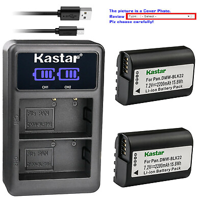 #ad Kastar DMW BLK22 Battery LED2 USB Charger for Panasonic Lumix S5 II Mirrorless $53.99
