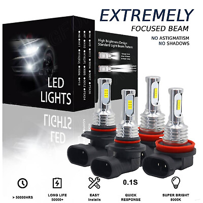 #ad H11 9005 LED Headlights Super Bright Bulb Kit 8000K White 330000LM High Low Beam $22.99