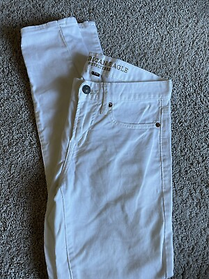 #ad American Eagle Pants Mens 26x30 Flex Skinny Chino Denim White Casual School AE $4.99