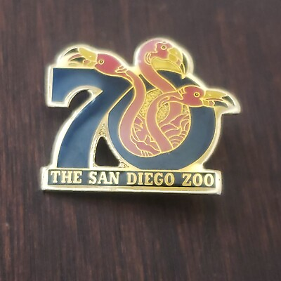 #ad San Diego Zoo 70th Anniversary Lapel Hat Souvenir Pin Toucan Flamingo 1986 $8.99