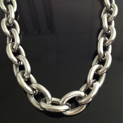 #ad 7quot; 40quot; Heavy 9 11 13 15mm Mens Stainless Steel Silver Big O Link Chain Necklace $11.39
