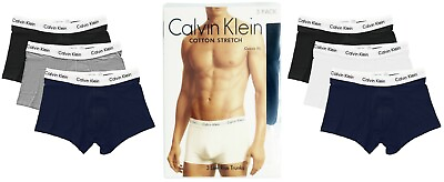 #ad Calvin Klein Men#x27;s Low Rise Trunks 3 Pack Classic Fit Cotton Stretch Underwear $19.99