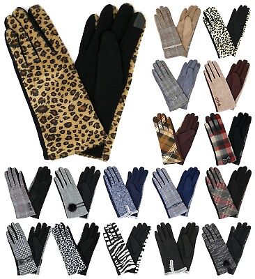 #ad Womens Pattern Leopard Tartan Plaid Animal Winter Gloves $15.95