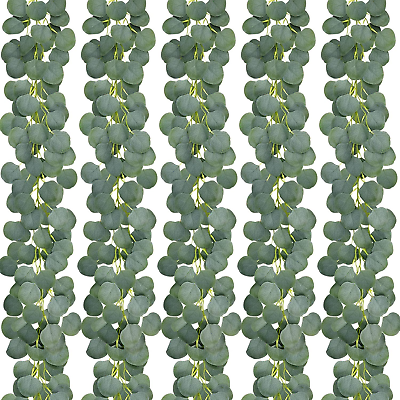 #ad 5 Pack Artificial Eucalyptus Garland Greenery Eucalyptus Vines Faux Silver Dolla $30.14