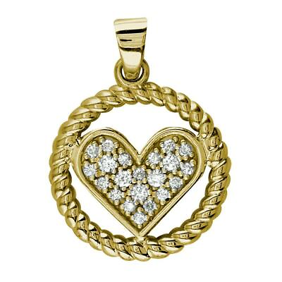 #ad Diamond Heart and Rope Circle Pendant in 14K Yellow Gold $1218.00