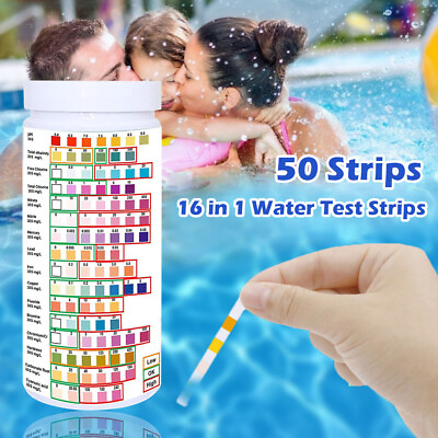 #ad 50Pcs 16 IN 1 Drinking Water Test Kit Hardness PH Fluoride Lead Water Test Strip $13.79