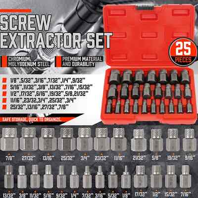 #ad 25Pcs Screw Extractor Set Hex Head Multi Spline Easy Out Bolt Extractor Set NEW $27.98