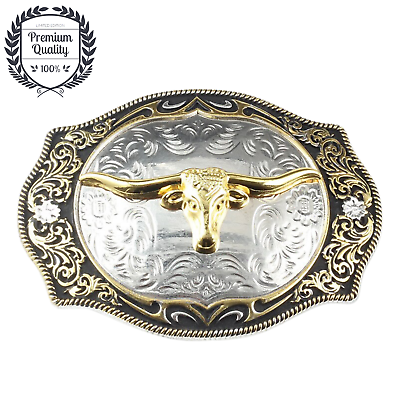#ad Metal Zinc Alloy Belt Buckle Western Cowboy Casual Fashion Style Bull Head Gold AU $31.30