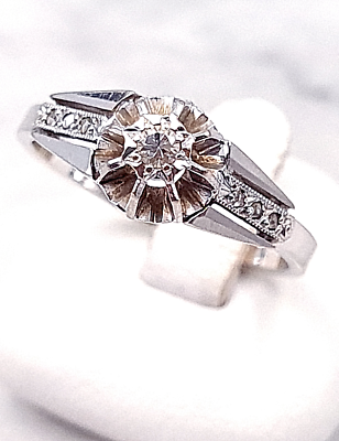 #ad Diamant Ring 750er Weiß Gold 7 Diamanten gesamt 0078 ct. Ring Gr.: 56 EUR 620.00