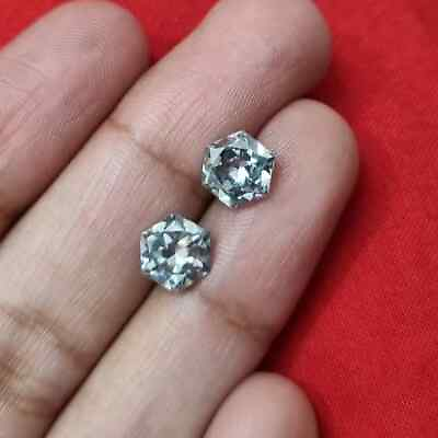 #ad Blue Moissanite Loose Gemstone 7MM Hexagon Cut Stone 2pcs Faceted Jewelry Making $156.67