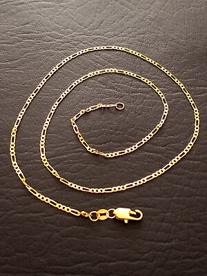 #ad SHARP SHINY 18K GOLD PLATED MEN#x27;S WOMEN#x27;S FIGARO CHAIN NECKLACE 2mm 20quot; $5.59