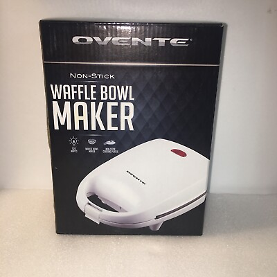 #ad Ovente Waffle Bowl Maker Non Stick White New In Box $8.98