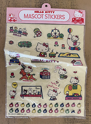 #ad Vintage Hello Kitty Mascot Stickers Sanrio 1976 Japan Folded $34.99