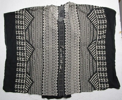 #ad NEW Be Bop Top Womens L Large Black Ivory Aztec Tank Lined Graphic Shawl Soft $3.20