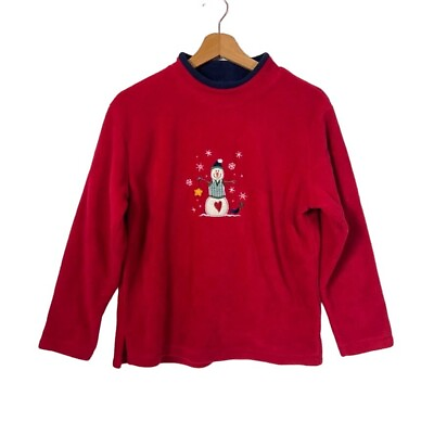 #ad Croft amp; Barrow Red Christmas Sweater Sweatshirt Snowman size Small Petite $24.99
