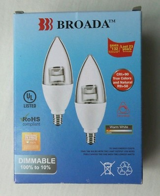 #ad Candelabra LED Light Bulbs 2 Pack Dimmable 3000K C12 3W 250 Lumens Warm White $5.95