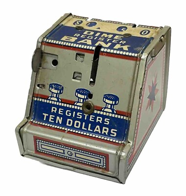 #ad Vintage Dime Register Metal Toy Bank J.Chein Retro Toy Americana USA RARE ⭐️ $11.99
