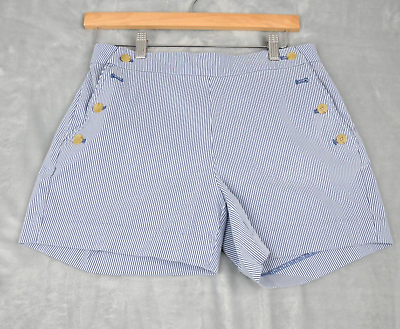 #ad Banana Republic Shorts Womens Size 4 Blue Striped Side Buttons $8.00