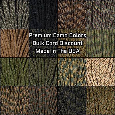 #ad Paracord Planet 550 Paracord Camo Colors 10 25 50 100 Ft Options Made In USA $8.39
