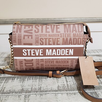 #ad Steve Madden BLEXI Crossbody Gold Accents Logo All Over Print Purse Bag Tote $35.99