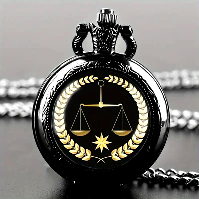#ad Justice Judge Creative Retro Black Quartz Pocket Watch Fashion Pendant Necklace $28.98