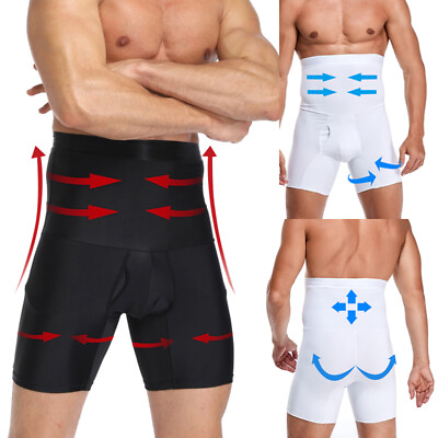 #ad Mens Compression High Waist Boxer Shorts Tummy Sauna Body Shaper Girdle Pants US $13.99
