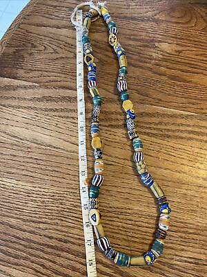 #ad African Trade Beads 18” Various Colors Congo Vintage Yellow Chevron $48.50