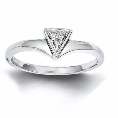 #ad Sterling Silver Rhodium Plated Natural Diamond Triangle Ring Promise Ring $253.64