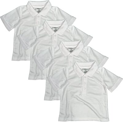 #ad Studio 3 Boy’s 4 Pack White School Uniform Short Sleeve Pique Polo Shirts $18.74