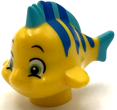 #ad Lego New Yellow Fish Flounder Fabius Little Mermaid with Blue Stripes $2.99
