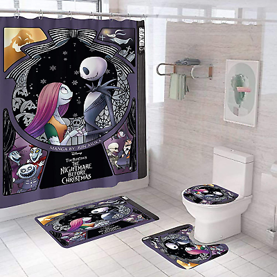 #ad DDS DUDES 4Pcs Nightmare Before Christmas Zombie Bride Jack Shower Curtain D1 $39.35