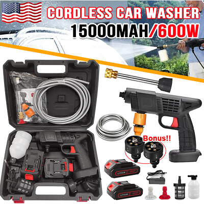 #ad Portable High Pressure Car Washer Gun Water Spray Cordless Yard Cleaner Tool $36.85